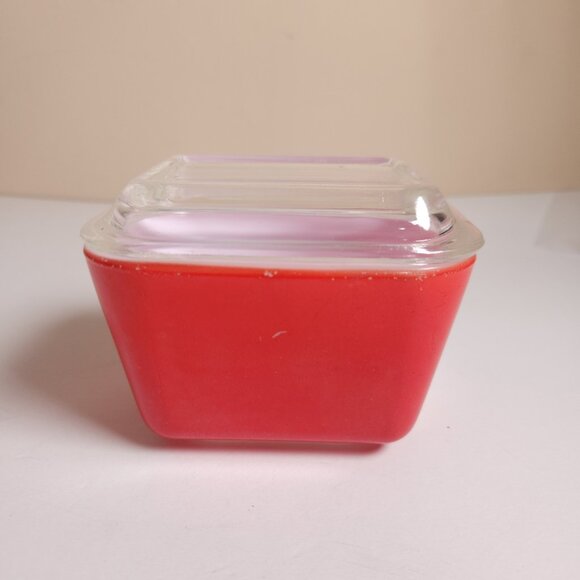 Vintage Pyrex Red Refrigerator Dish 501-B 1.5 Cup 501C Glass Lid Mid-Century - Picture 3 of 16